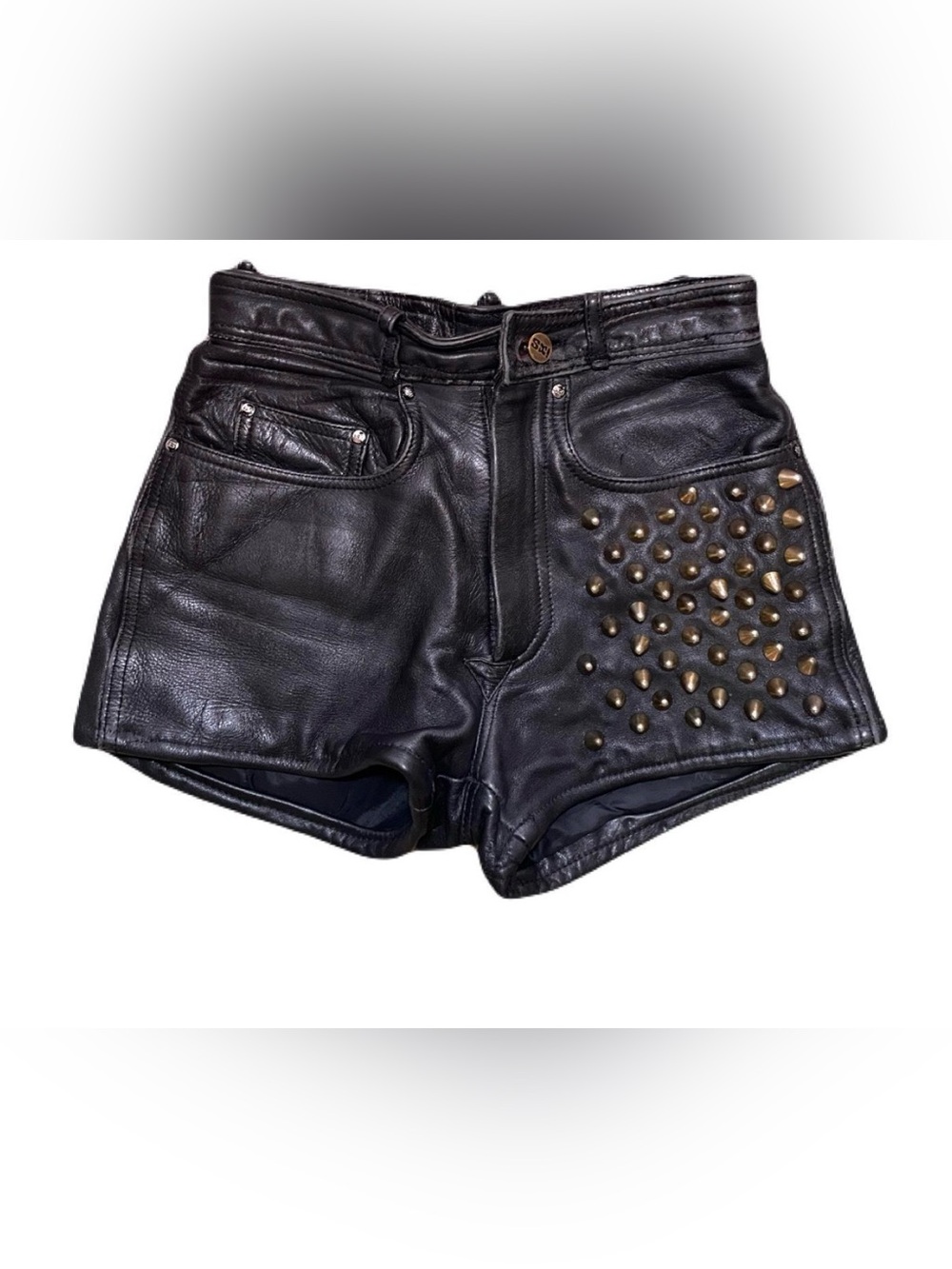 Studded Black Leather Women’s Shorts